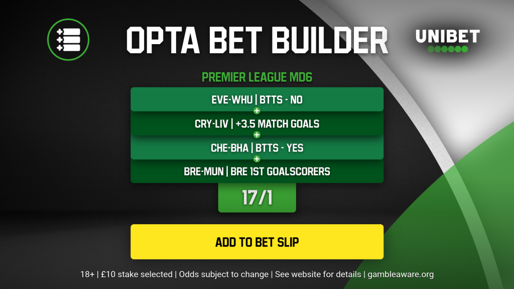 Opta Bet Builder | MD6: Palace raided as Bees sting 2 MD6 Opta BB Stat