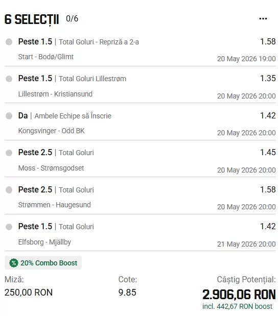 Biletul zilei unibet 1