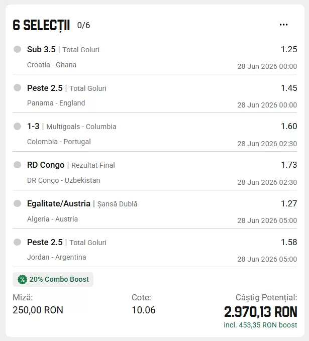 Biletul zilei Unibet