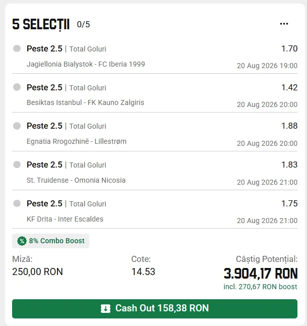 Biletul zilei Unibet