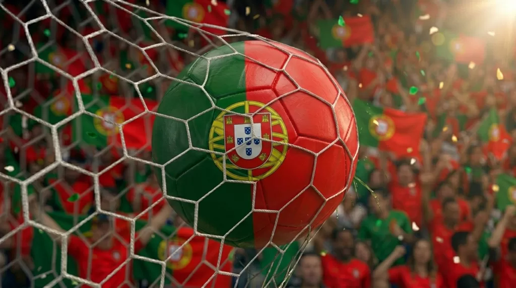 Portugal WK 2026: selectie, programma en kansen 1 Ball in goal with supporters 202606070922
